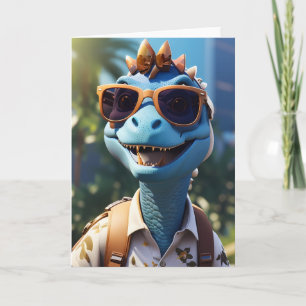 Blue Dinosaur Hiker Kort
