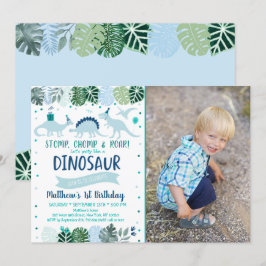 Blue Dinosaur Safari Birthday Inbjudningar