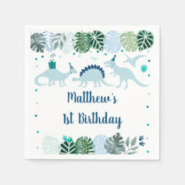 Blue Dinosaur Safari Birthday Pappersservett