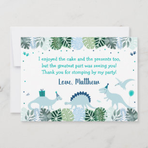 Blue Dinosaur Safari Birthday Tack Kort