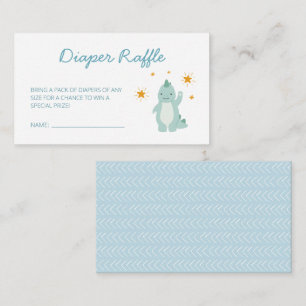 Blue Dinosaur Stars Boy Baby Diaper Raffle Tilläggskort