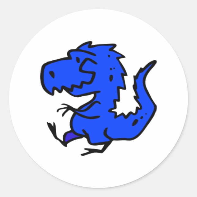 BLUE DINOSAUR STICKERS RUNT KLISTERMÄRKE (Framsida)