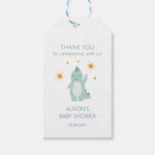 Blue Dinosaur Twinkle Stars Pojke Presentetikett