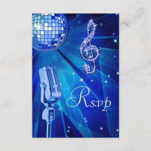 Blue Disco Boll & Retro Microphone OSA Kort
