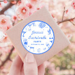 Blue Disco Cocktail Bachelorette Party Runt Klistermärke<br><div class="desc">Blue Disco Cocktail Bachelorette Party Classic Round Sticker</div>