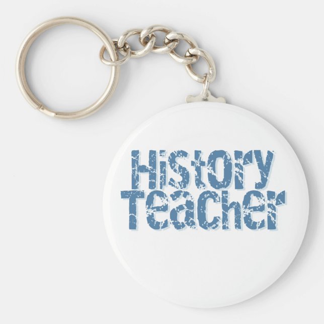 Blue Distress History Teacher Nyckelring (Framsidan)