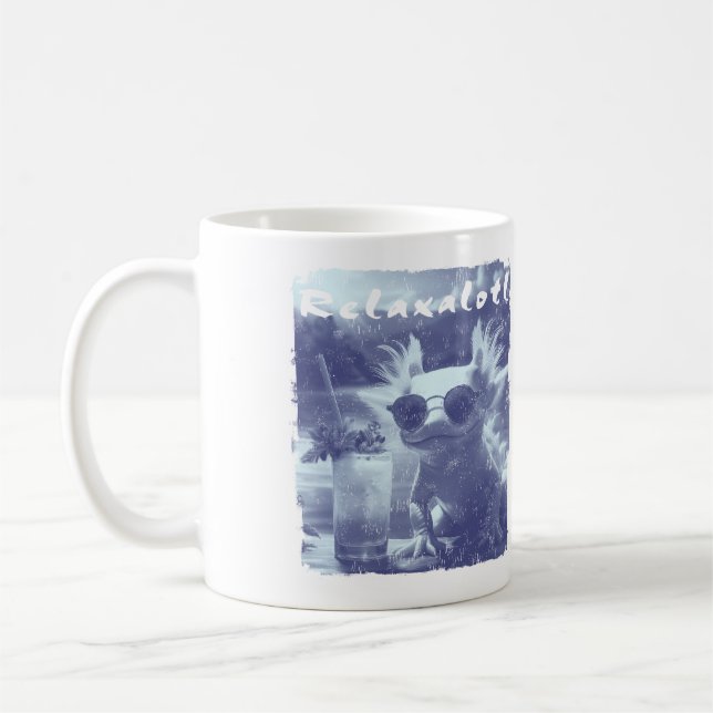 Blue Distressed Relaxalotl Axolotl Kaffemugg (Vänster)
