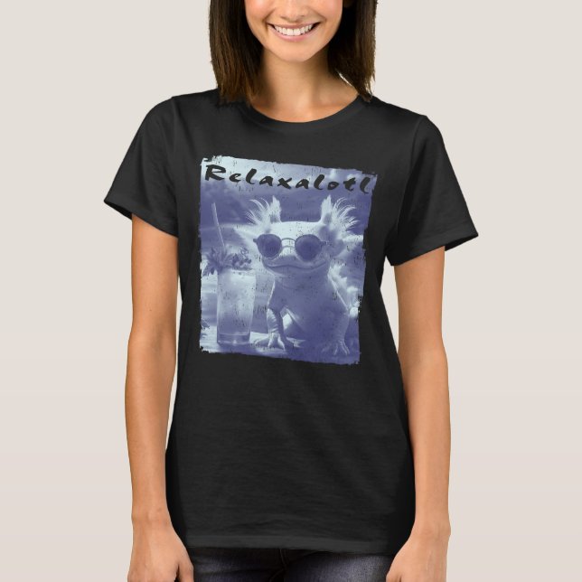 Blue Distressed Relaxalotl Axolotl Women's T Shirt (Framsida)