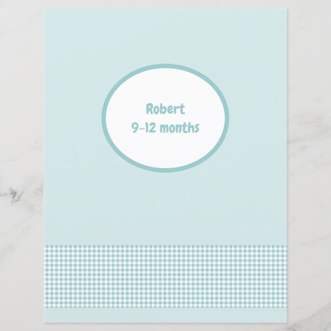 Blue Divider Page Gingham Baby Photo Album Infoga (Framsida)
