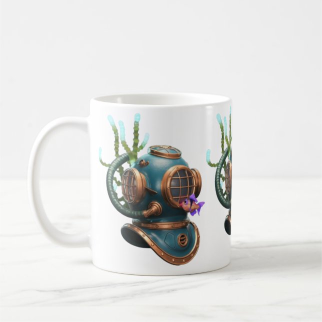 Blue Diving Helmet Character with Starfish Kaffemugg (Vänster)