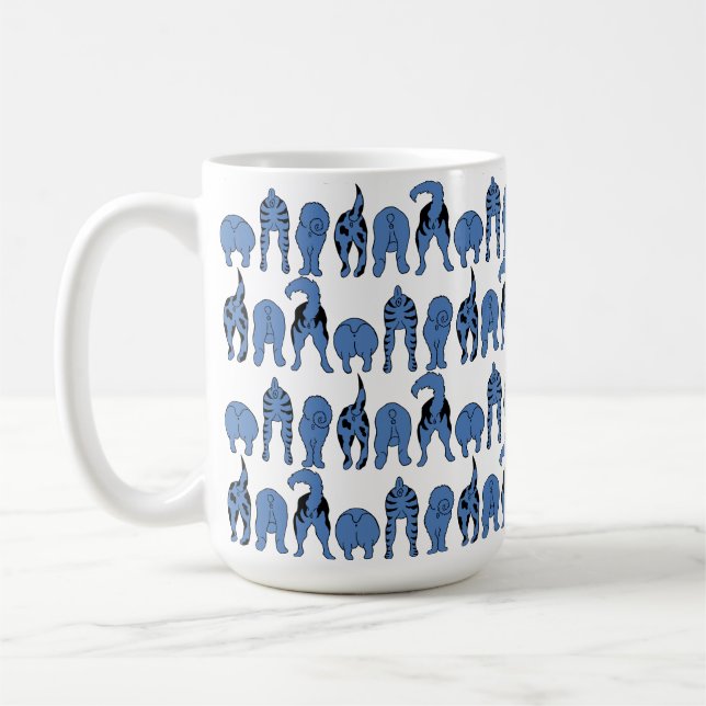 Blue Dog Butts Pattern Kaffemugg (Vänster)