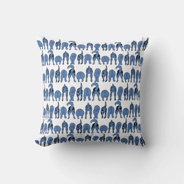Blue Dog Butts Pattern Kudde (Framsida)
