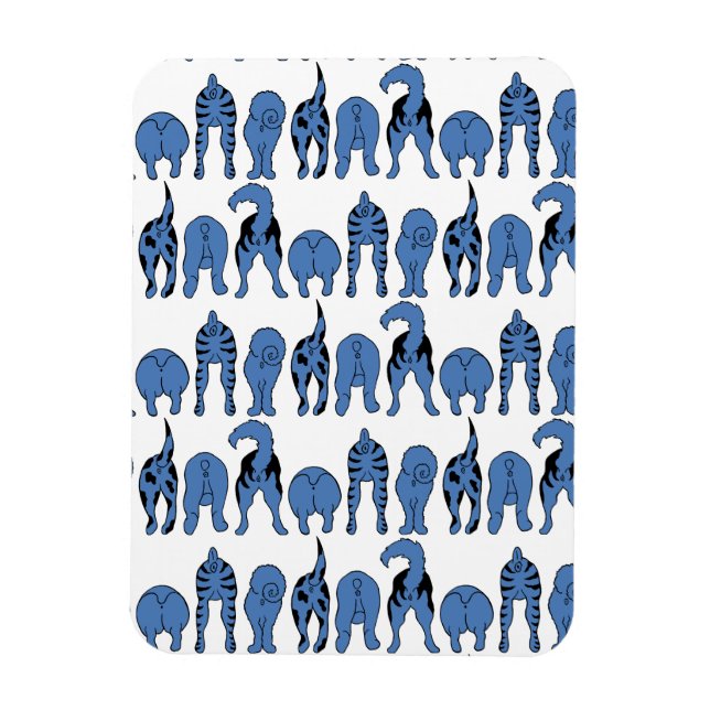 Blue Dog Butts Pattern Magnet (Vertikal)