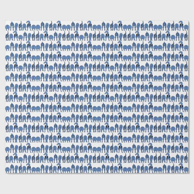 Blue Dog Butts Pattern Presentpapper (Platt)