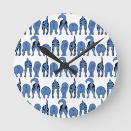 Blue Dog Butts Pattern Rund Klocka