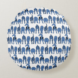 Blue Dog Butts Pattern Rund Kudde