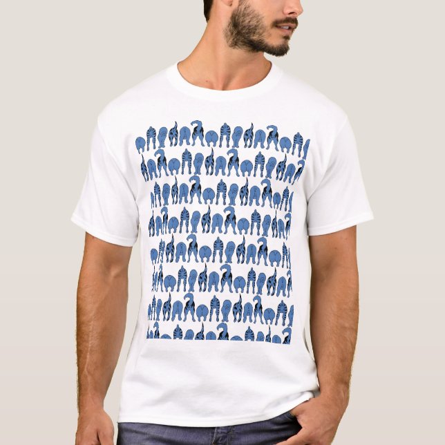 Blue Dog Butts Pattern T Shirt (Framsida)