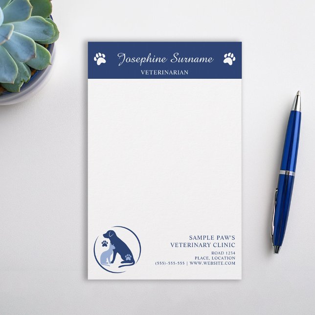 Blue Dog & Cat Logo Veterinärklinik Anpassad logot Brevpapper (Skapare uppladdad)