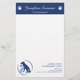 Blue Dog & Cat Logo Veterinärklinik Anpassad logot Brevpapper