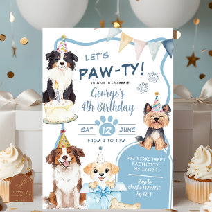 Blue Dog låt oss Pawty Födelsedag Inbjudningar
