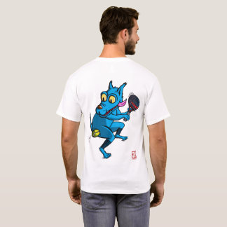 Blue dog padel player t shirt
