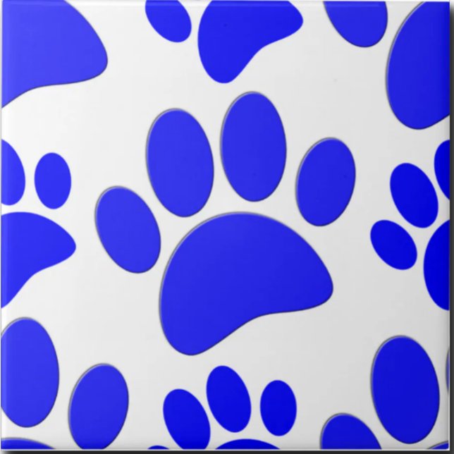 Blue Dog Paw Print Cute Puppy Ceramic Tile Kakelplatta (Skapare uppladdad)