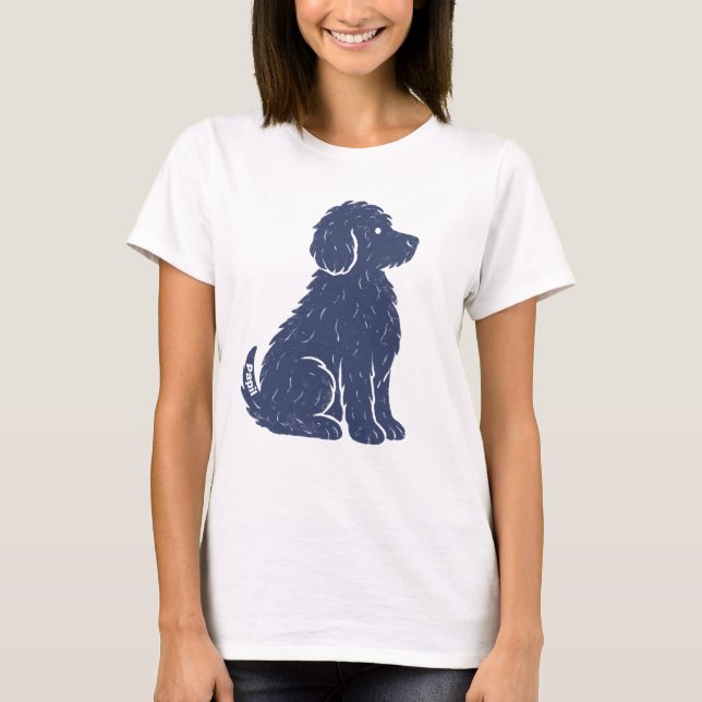 Blue Dog Silhouette Minimal Art T Shirt (Framsida)