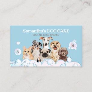 Blue Dog Spa Salon Bubble Bad Grooming Visitkort