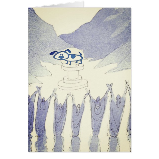 Blue Dog Worship Card Hälsningskort (Framsidan)