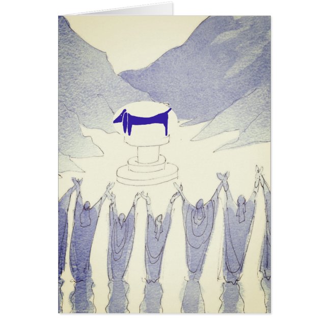 Blue Dog Worship Card Hälsningskort (Framsidan)