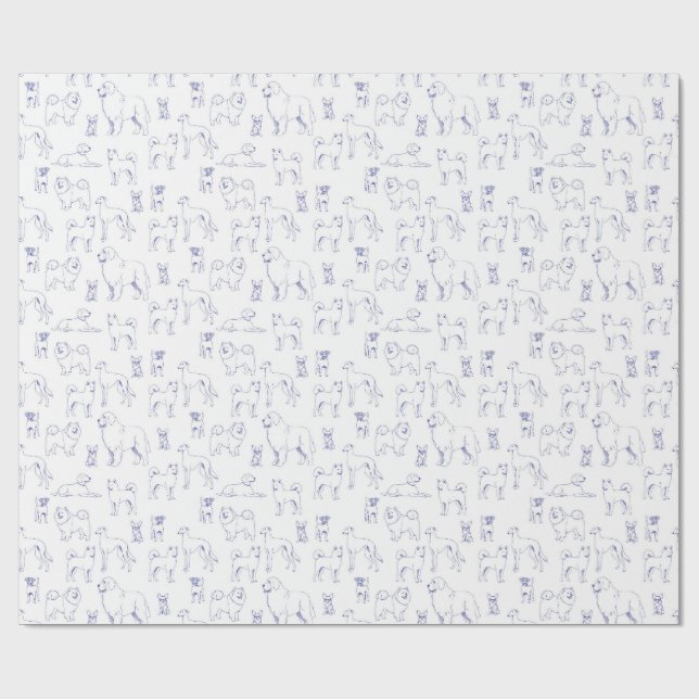 Blue Dogs Pattern Presentpapper (Platt)