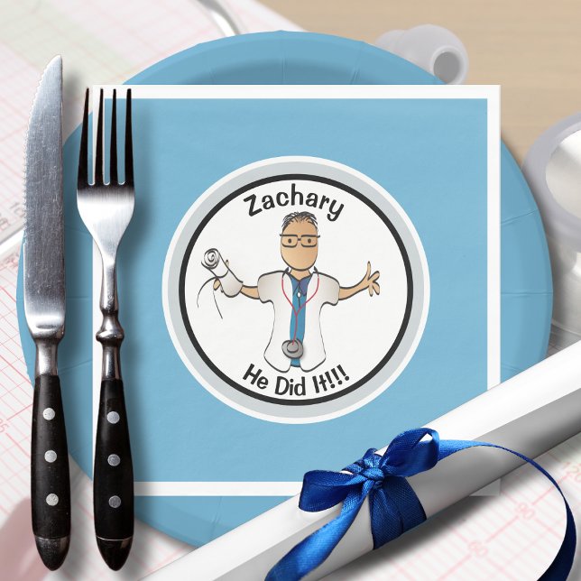 Blue Doktor Physician Medical Studenten Tecknad Pappersservett (Skapare uppladdad)