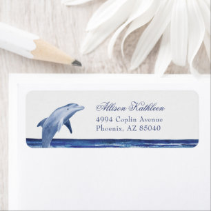 Blue Dolphin Coastal Sea Möhippa Adress Returadress Etikett