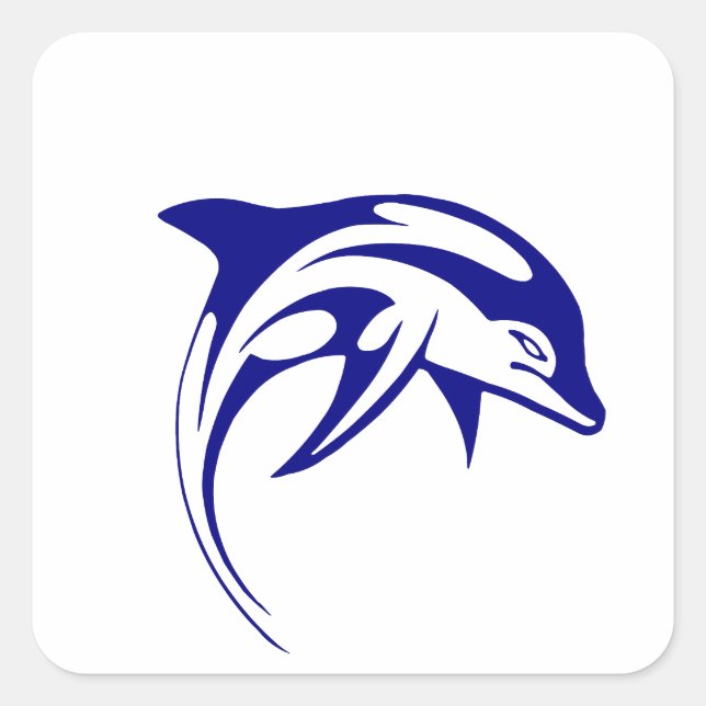 Blue Dolphin Fyrkantigt Klistermärke (Framsida)