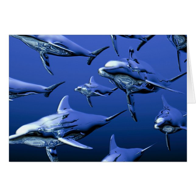 Blue Dolphin Hälsningskort (Framsidan Horizontal)