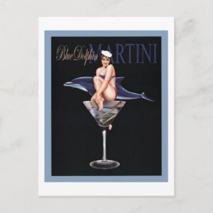 Blue Dolphin Martini Vykort