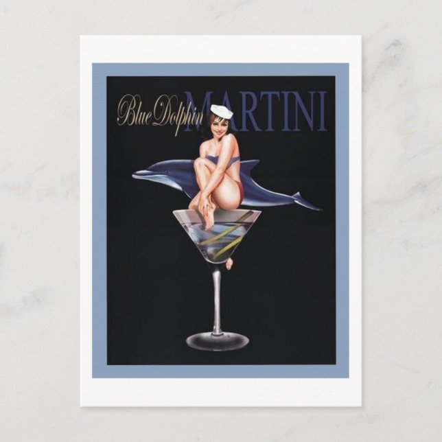 Blue Dolphin Martini Vykort (Framsida)