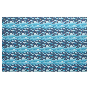 Blue Dolphin Mönster Classic Trending Modern Cute Tyg
