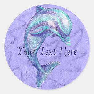 Blue Dolphin Sticker Runt Klistermärke