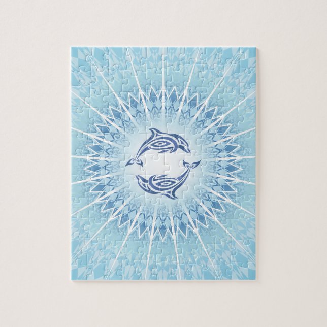 Blue Dolphins Mandala Pussel (Vertikal)
