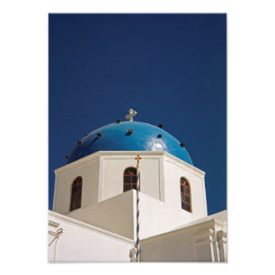Blue dome, Santorini, Grekland Fototryck