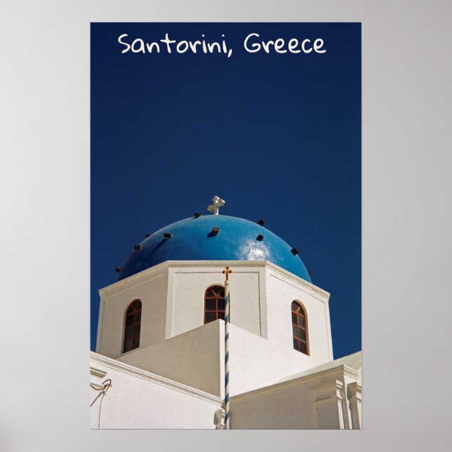 Blue dome, Santorini, Grekland Poster (Framsidan)