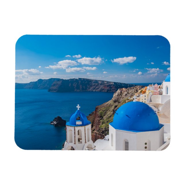Blue Domes of Santorini Magnet (Horisontell)