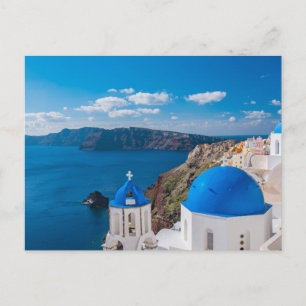 Blue Domes of Santorini Vykort