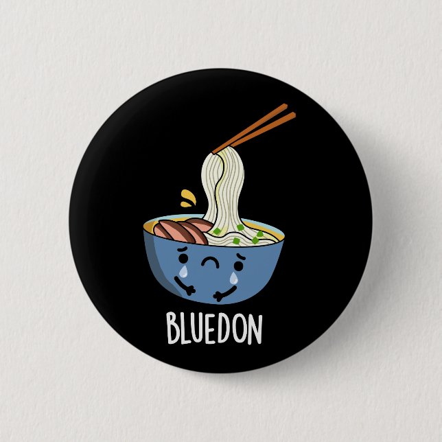 Blue-don Funny Udon Pun Dark BG Knapp (Framsida)