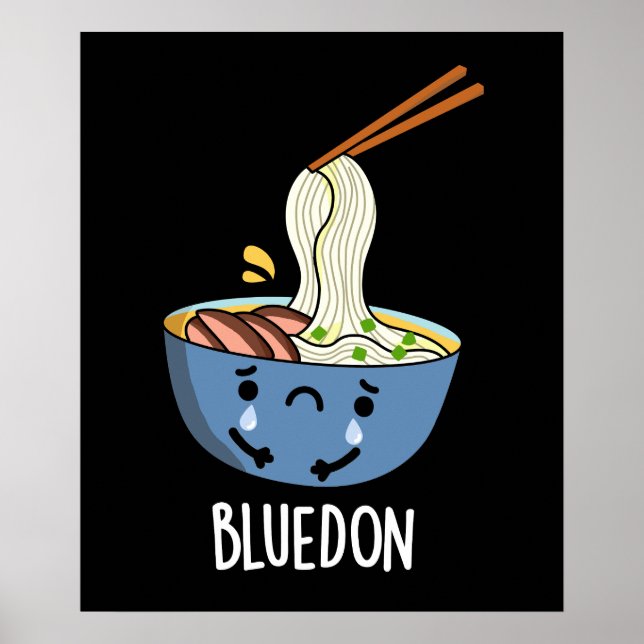 Blue-don Funny Udon Pun Mörk BG Poster (Framsidan)