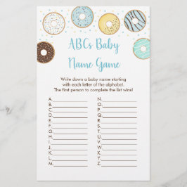 Blue Donut ABCs Baby Shower Namn Game