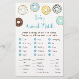 Blue Donut Baby Shower Animal Match Game