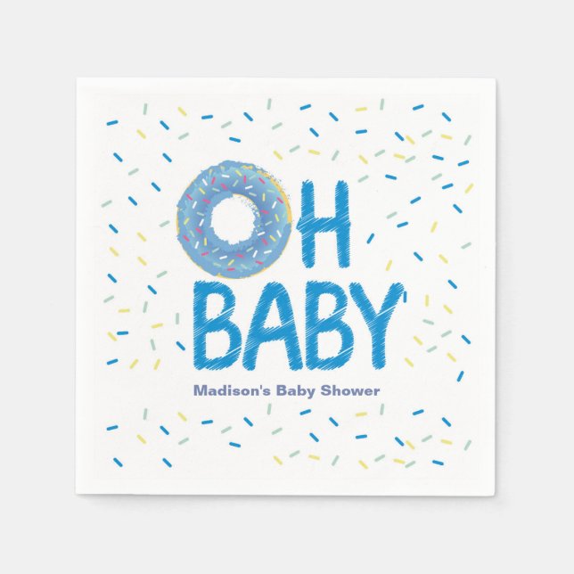 Blue Donut Baby Shower Napkin Pappersservett (Framsidan)
