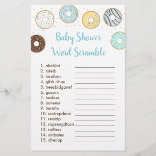 Blue Donut Baby Shower Ord Scramble Game